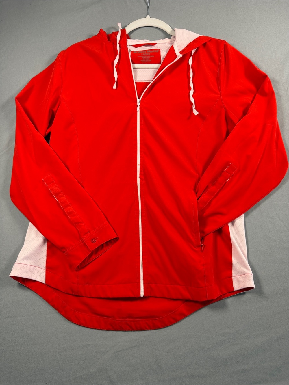 West Marine Red Hooded Utility Jacket with Contrast Mesh Panels